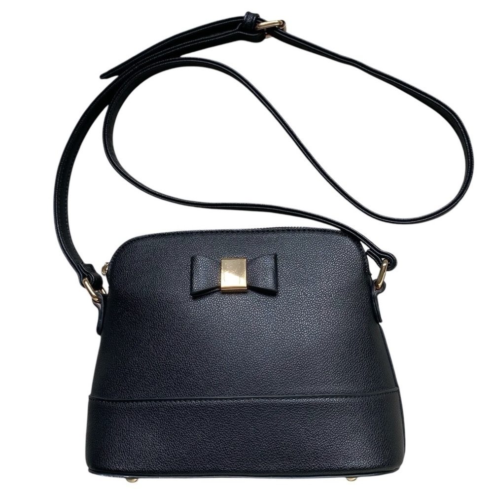 ISABELLE by Poppi Dome Bag Crossbody Shoulder Bow Detail Footed Base Black NWOT